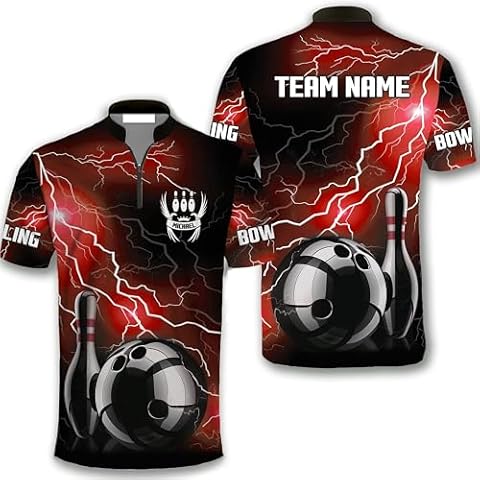 Personalized Bowling 3D Jersey for Men, Bowling Strike Thunder Lightning Multicolor, Custom Bowling Shirts for Men and Women, Bowling Polo Shirt, Uniform Shirt for Bowling Team Cover