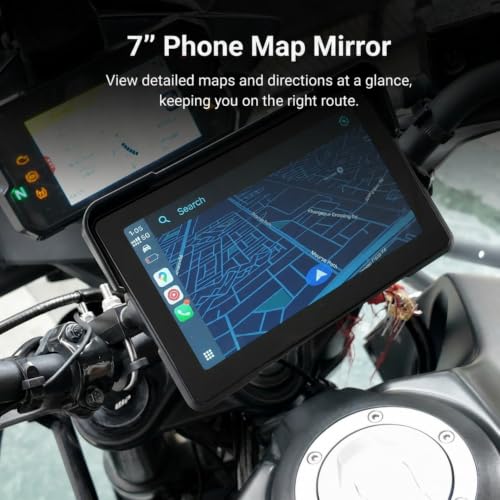 Image of C7 Motorcycle Carplay, 7-inch HD Touchscreen | IP67 Waterproof, Dual Bluetooth, Smartphone Mirroring