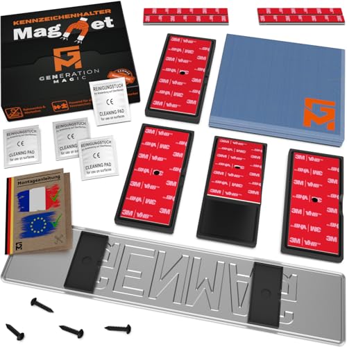 GENMAG® 2X Support de Plaque d’Immatriculation Magnétique [Extra Fort, Universel] Support Plaque Immatriculation Voiture | Porte Plaque Immatriculation Aimantée | Aimant Plaque d'Immatriculation