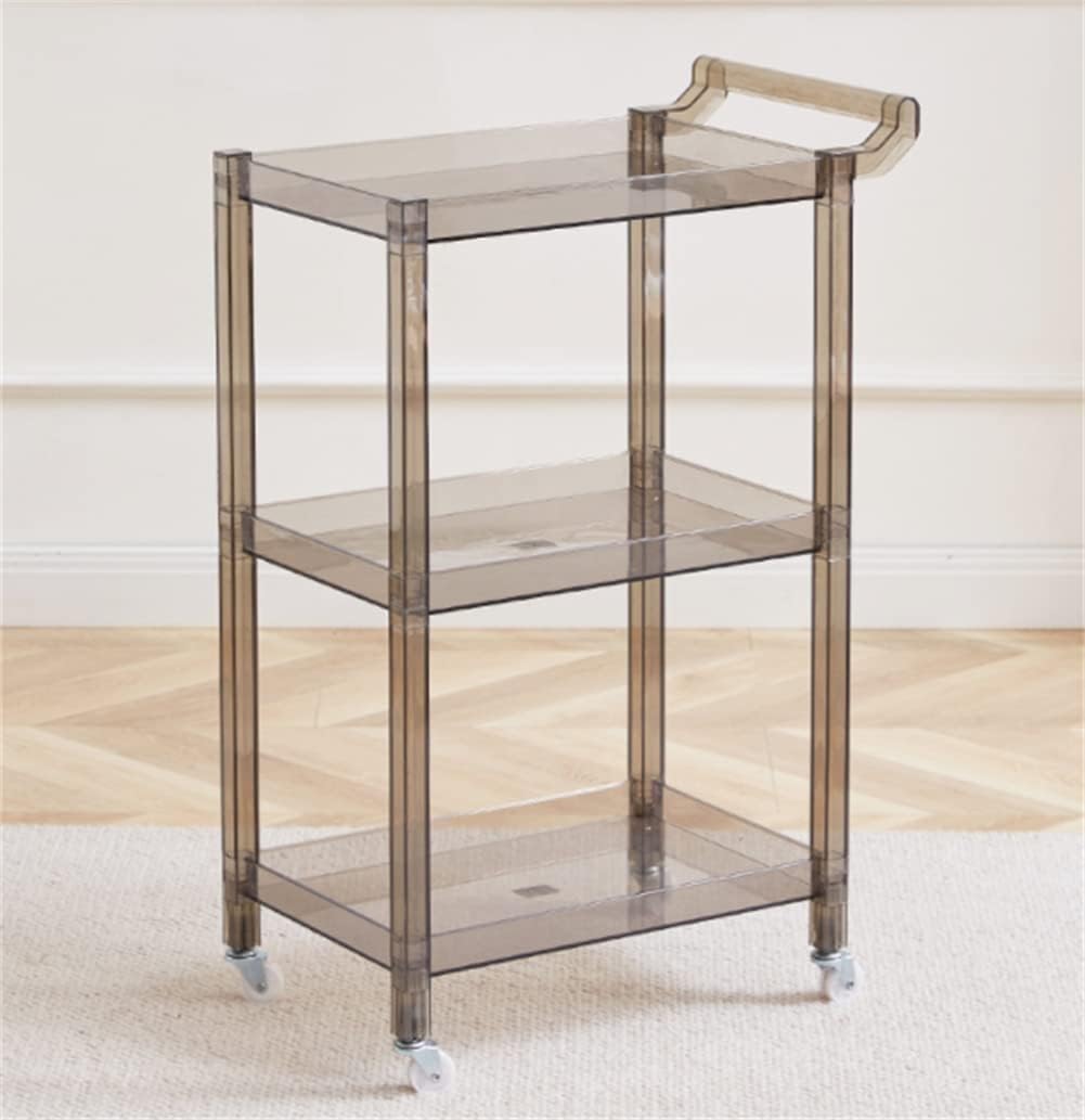 P9IDEDFH アクリル収納ラック 北欧収納キャビネット 家庭用モバイルトロリー 3段キッチンダイニングカート、49x49x79c