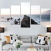SIGNWIN 5 Panel Canvas Wall Art Modern Art Beach Coastal Multicolor Photography Relax/Calm Romantics for Home Decorations Ready to Hang - 60