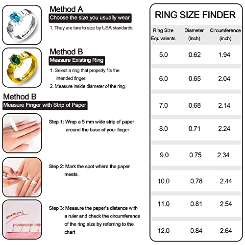 Kurafeel Birthstone Rings, 925 Sterling Silver Or Brass Custom Birthstone Ring, Personalized Name Love Heart Promise Rings With Rhodium Plated Gifts For Her Women Mother Men Couples Christmas Birthday #TOP5