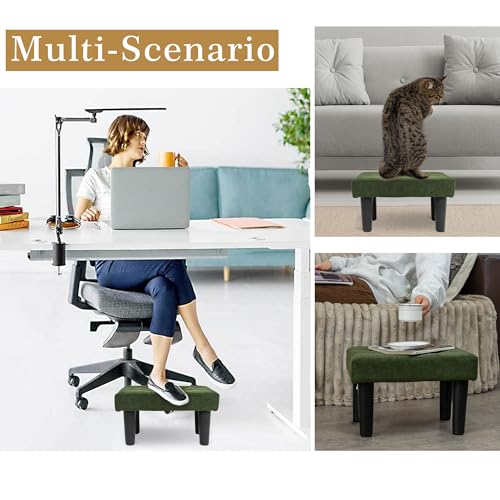 Image of CAROLMADE Ottoman Foot Rest, Suede Small Ottoman Foot Stool with Legs Modern Footstool Ottomans for Living Room Entryway Office, Green