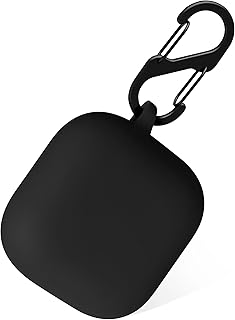 جراب حماية سيليكون لسماعات ايربودز 4 من جيوميو، غطاء واقٍ مع حلقة تثبيت (أسود)