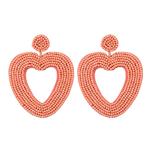 Preisvergleich Produktbild Geometrische Ohrringe, Große Herzförmige Anhänger Ohrringe für Damen Frauen (Orange)