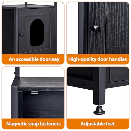 BEWISHOME Caixa de areia para gatos, caixa de areia oculta para sala de estar, caixa de areia grande