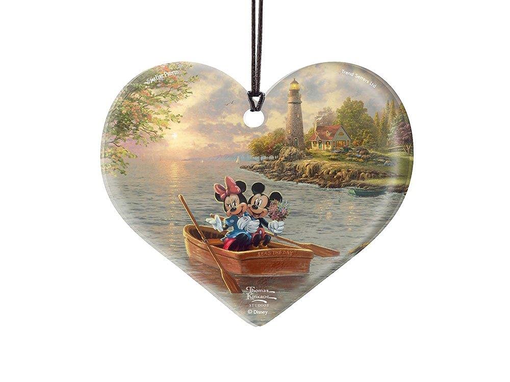 Trend Setters Lighthouse Cove Disney – Mickey Mouse And Minnie Mouse – – Thomas Kinkade – 3.5” X 3” Heart Shaped Hanging Acrylic Accessory – Officially Licensed Collectible