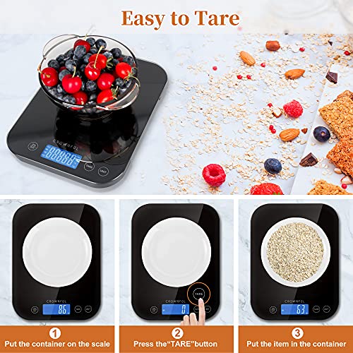 Buy Food Scale, CROWNFUL 22lb/11kg Digital Kitchen Scale Weight Grams