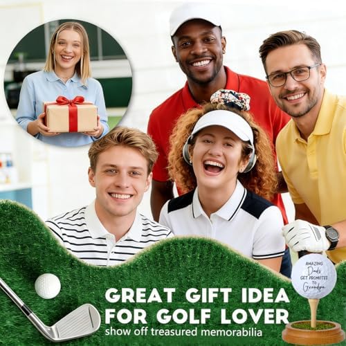 Promoted to Grandpa Gifts for Grandpa, Pregnancy Announcement Golf Gift, Funny Golf Ball Decor with Turf Display Stand for Grandfather — 사진 6