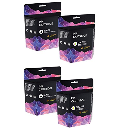 Cartridges Kingdom Cartuchos de Tinta Reemplazo para HP 15 HP 17 Compatible con HP Deskjet 816c 825c 825cvr 825cxi 827 840c 841c 842c 843c 845c 845cse 845cvr 845cxi 848c - Negro/Color (Pack de 4)