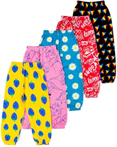 Image of T2F Girls Cotton Regular Fit Printed Track Pant (Pack of 5)
