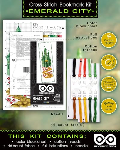 Image of Emerald City: The Wonderful Oz Wizard - Couted Cross Stitch Bookmark Kit