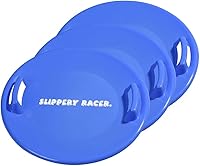Slippery Racer Heavy-Duty Cold-Resistant Downhill Pro Saucer Snow Sled for Adults & Kids - 26" Blue Disc with Handles
