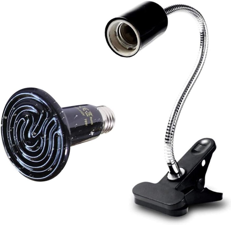 Aquarium Stand, Reptile Lamp Stand for E27 Lamp Holder,Including 75W Ceramic Heat Emitter, Ceramic Heat Lamp Bulb