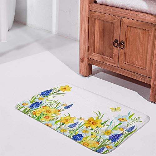 Tapis de bain jaune pour sortie de douche en velours - 3