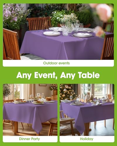 Image of Pureegg Polyester Tablecloth 60 inch x 84 inch Reusable & Washable Lavender | Durable, RectangleTable Cloth , for Outdoor Party, Picnic, Wedding, Banquet, Birthday