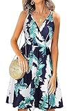 II ININ Women's Floral Beach Summer Sundress Spaghetti Wrap Casual Dresses with Pockets Midi Swing Dress(A-Floral01,M)