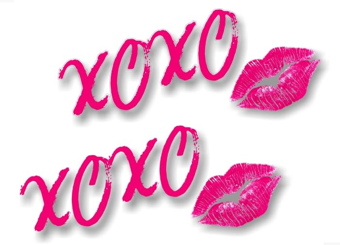 Amazon.com: 2 XOXO Kiss Lipstick Pink Kiss Mark on Clear 9
