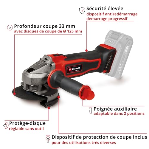 Meuleuse d’angle sans fil Einhell TE-AG 18/125-2 Li-Solo Power X-Change 18V Ø125mm - 4