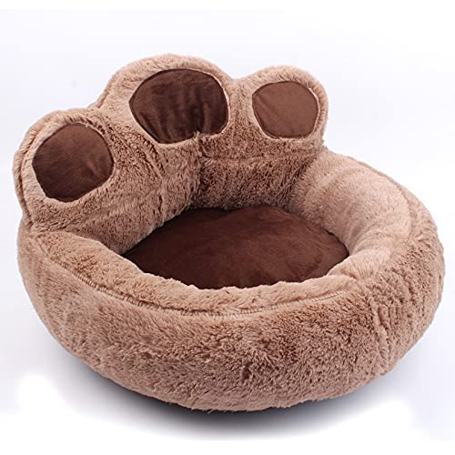 Panier pour chien et chat marron XL lit chaud et doux en forme de patte