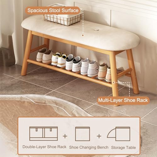 Banc à chaussures blanc style ferme 95x42 cm avec assise rembourrée pour entrée - 4