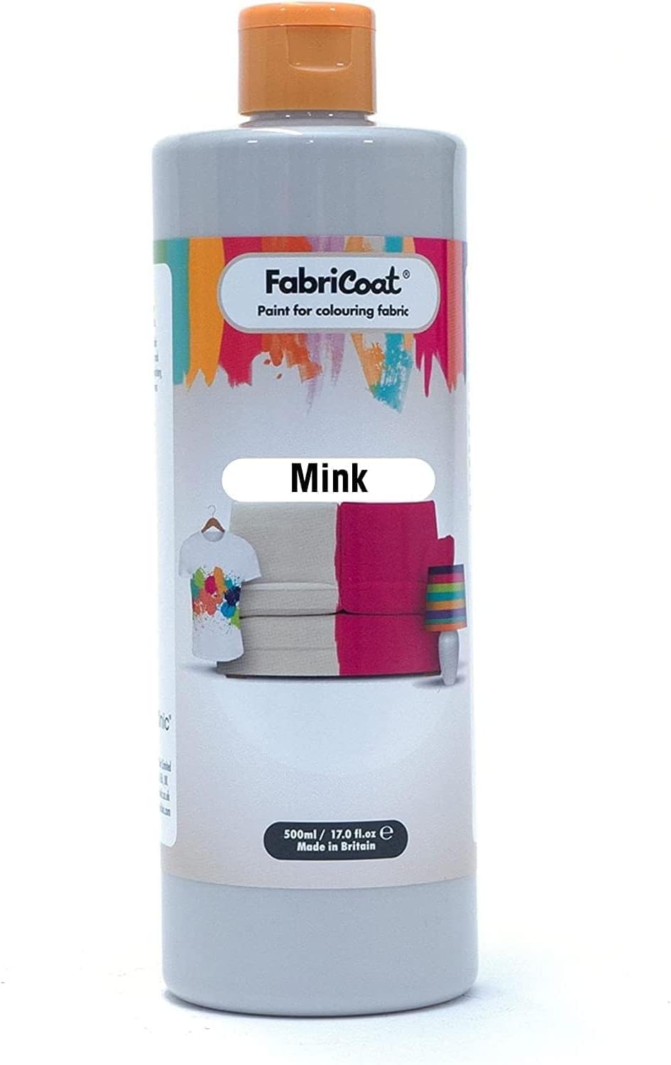 Fabricoat Fabric Paint for Furniture (Retired Color) - Restore or Change the Color of Couches, Chairs, Upholstery, Soft Furnishings, Clothing, & Footwear (17oz / 500ml, Mink)