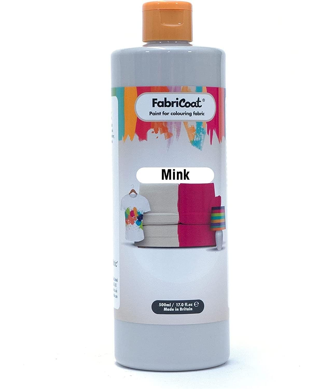 Fabricoat Fabric Paint for Furniture (Retired Color) - Restore or Change the Color of Couches, Chairs, Upholstery, Soft Furnishings, Clothing, & Footwear (17oz / 500ml, Mink)