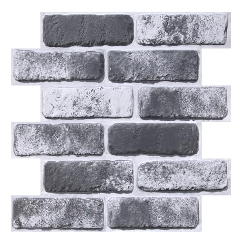 COMSTICKC 3D Wandpaneele Selbstklebend Steinoptik, Hochwertige, 10 Stück, 3D Wandverkleidung Selbstklebend Ziegel Tapete 3D PVC Wandpaneele Innenwanddekoration,30x30 cm, Wasserdicht