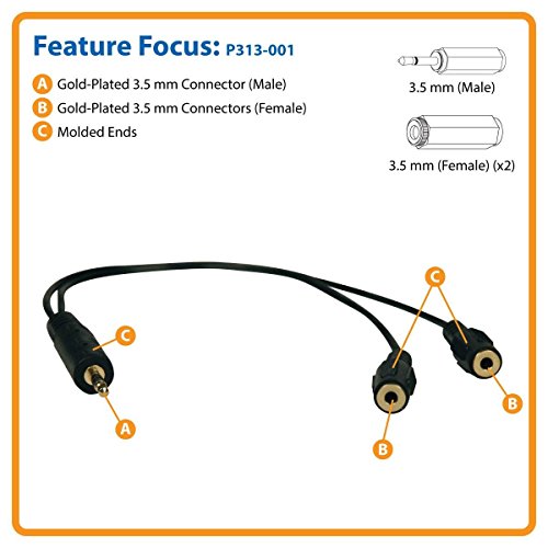 Tripp Lite Cable Adaptador Mini Stereo 3.5mm Y Splitter 1 ft miniatura 2