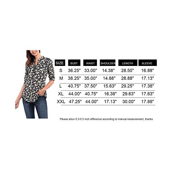 Ninedaily-Womens-34-Sleeve-Plaid-Shirts-Zip-Floral-Casual-Tunic-Blouse-Tops Ninedaily Business Casual Tops Women, Work Blouses Summer Shirts Trendy 2023 Spring Office Uniform Going Out Tops Petite Tops and Blouse Linen Fashion Blouse Stripe Tunics for Women XL Black White