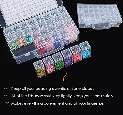Image of 32 Grids Bead Organizer Box, Diamond Painting Drill Storage Containers, Embroidery Beads Storage Box with Label