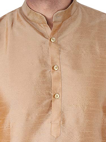 Image of HUZUR Men's Silk Solid Straight Long Kurta Pyjama Set| Ethnic Wear
