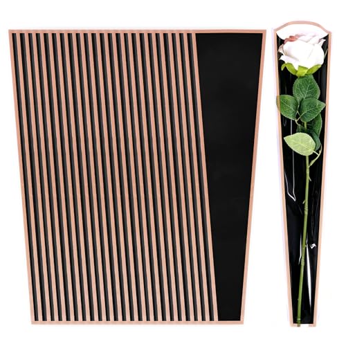 baotongle 50pcs Single Flower Wrapping Bags for Wedding Birthday Mothers Day Florist Supplies(Black)