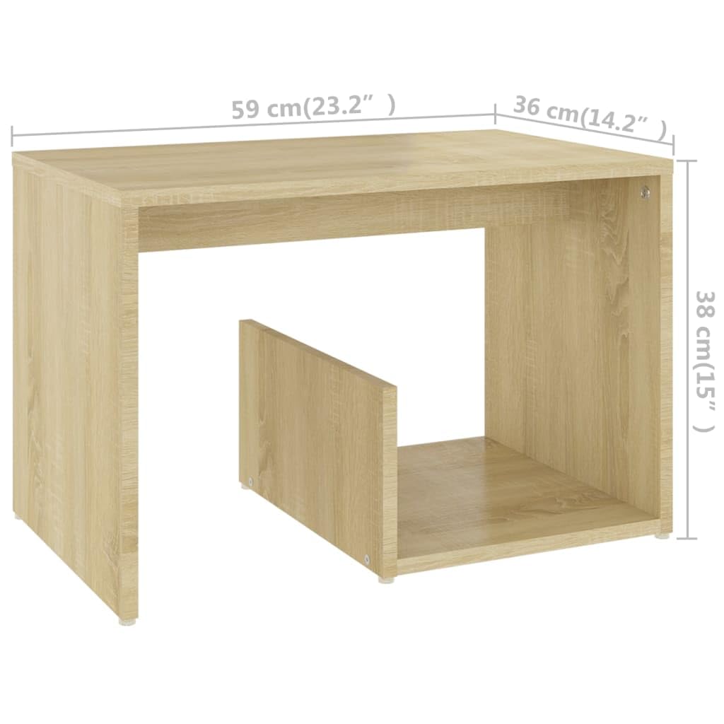 vidaXL Mesa Auxiliar de Madera contrachapada Roble Sonoma 59x36x38 cm