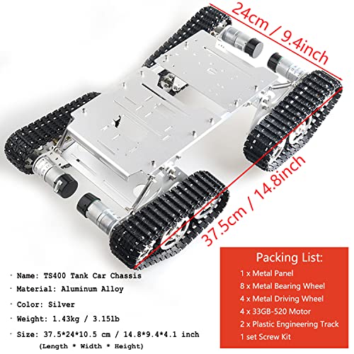 premium large metal 4wd shock absorption robot tank car chassis kit for arduinoraspberry piemicrobit with 33 dc motor shock absorbing tracked crawler with damping system diy maker model