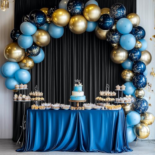 Image of 20ft x 14ft Black Backdrop Curtain for Parties, Wrinkle Free Polyester 4 Panels 5x14ft Photo Backdrop Drapes Back Drop Cloth for Wedding Birthday Party Baby Shower Photography Background