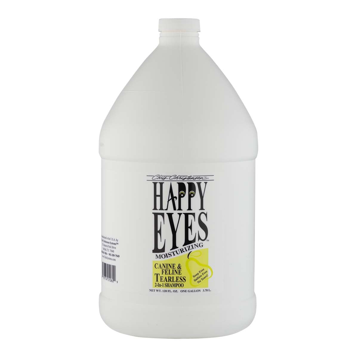 Chris Christensen Happy Eyes Tearless Dog Shampoo - Gentle Moisturizing for Puppies and Kittens - Hypoallergenic for Sensitive Skin - Soap-Free Formula, 3.8L