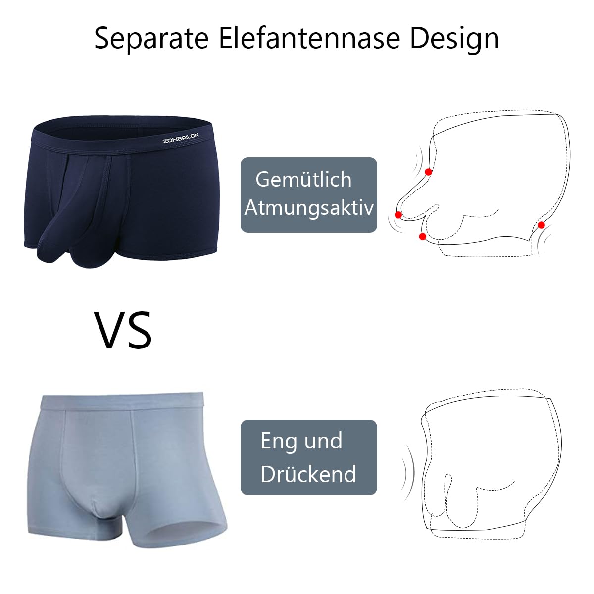 Herren Boxershorts Bambus Trunk Unterwäsche Atmungsaktive Weiche Retroshorts Männer Short Leg Unterhosen