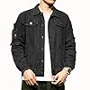 Rexcyril Men's Denim Jacket in Used Look, Casual, Ripped Holes, Button Closure, Trucker Jacket, Jean Coat, black, L #1