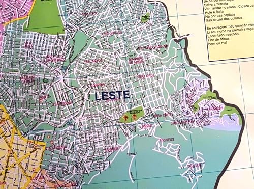 MAPA/POSTER DA CIDADE DE BELO HORIZONTE - DIMENSÕES: LARGURA 89 CM X ALTURA 117 CM