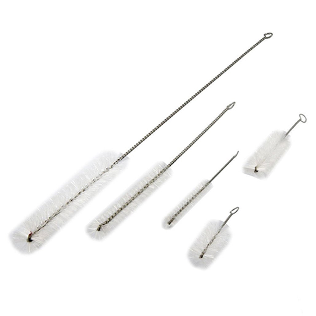 5 Pcs White Bristle Pump Tube Nozzle Cleaning Brush for Aquarium Fish Tank Drinking Straws Glasses Keyboards Jewelry Cleaning