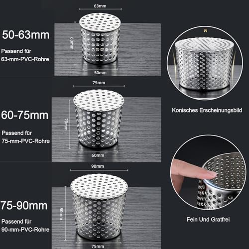 Dachrinnen Laubschutz aus Edelstahl, Regenrinnen Laubschutz, Fallrohrschutz, Laubschutz Dachrinne, Laubschutz für Dachrinnen, Laubfang Fallrohr, für Fallrohre (60-75mm)