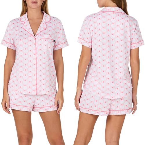 Image of kate spade new york Short Sleeve Brushed Jersey Notch Boxer Pajama Set
