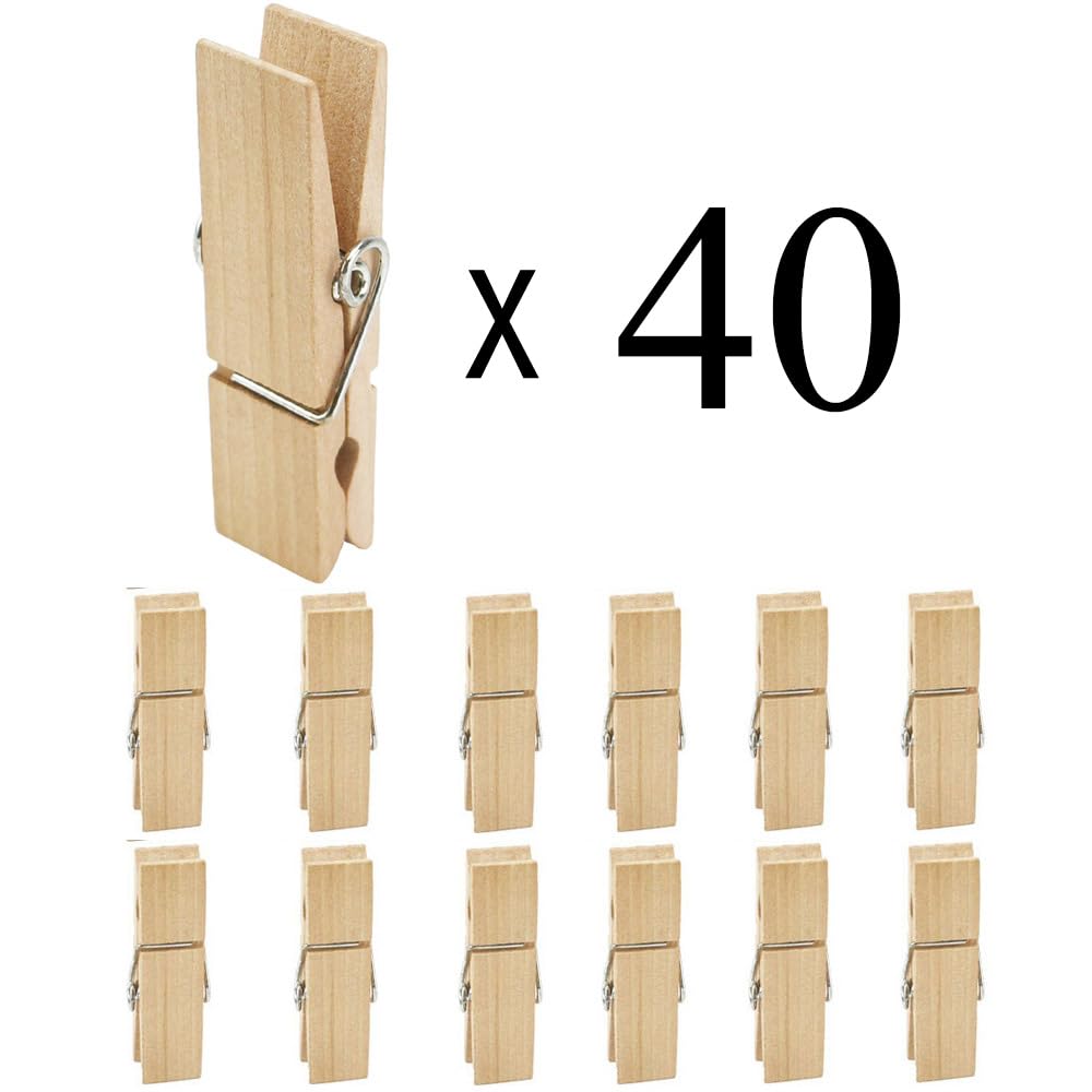 40 mollette grandi in legno, 7,2 cm di lunghezza, 1,8 cm di larghezza, robuste e resistenti