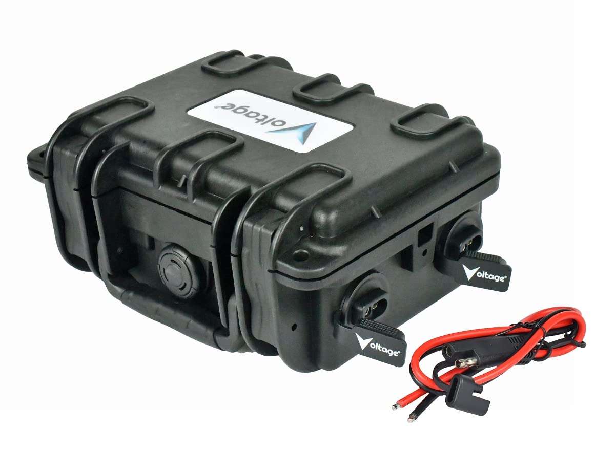 Voltage Waterproof Battery Box Enclosure with Dual SAE Connector for 12V 9ah, 12V 8ah or Lithium 12V 10ah Batteries Kayak Fishfinder, GPS, Lighting and Outdoor Solar Systems (Dual SAE Connectors)