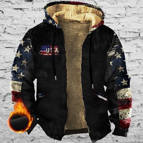 Winter Jackets For Men Western Zip Up Big And Tall Lightweight Corduroy Hooded Fleece Hoodies With Pockets - Image 2