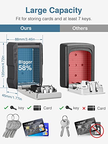 Image of Puroma Key Lock Box with Key Hook, Resettable 4-Digit Combination, Waterproof Key Storage Security, Large Capacity Wall Mounted for House Keys, Realtors, Garage Spare Keys