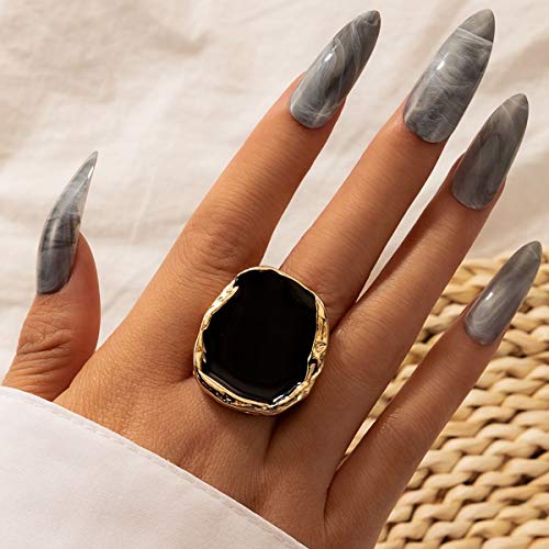 Black Rings for Women Chunky Statement Rings for...