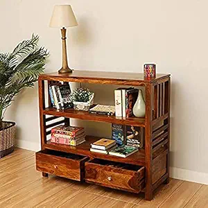 SB Furniture Solid Sheesham Wood Console Table for Living Room |Wooden Console Table with 2 Drawer | (Dark Honey Finish)
