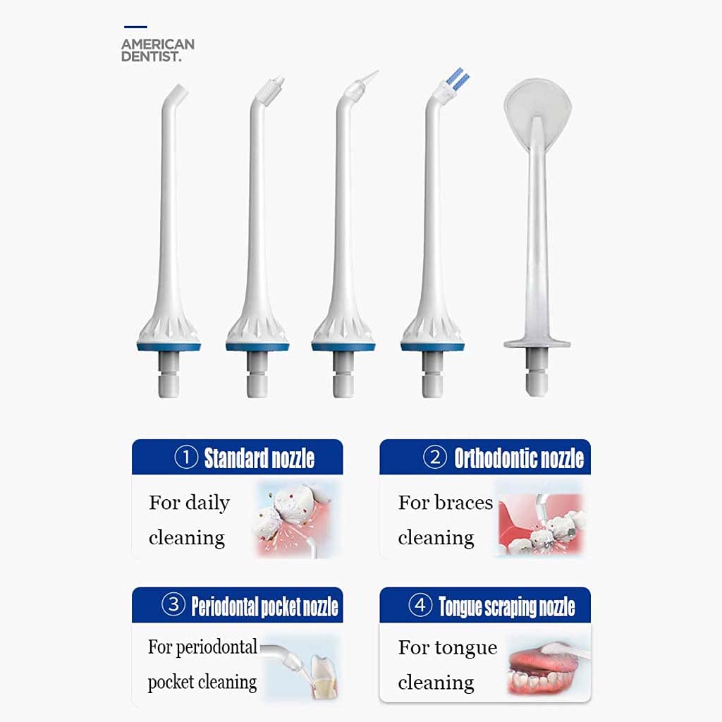 TJH Flosser de Agua inalámbrico de 3 Modos Irrigador bucal Dental, IPX7 Impermeable 170ML Flosser de Agua protable y Recargable con 6 Puntas de Chorro para el Cuidado de Viajes, hogar y Puentes